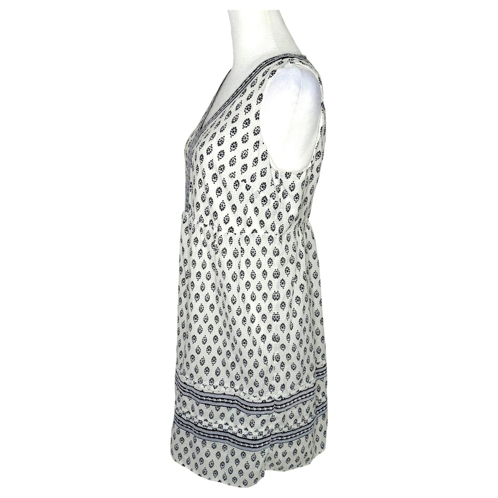 Pure Jill Sleeveless Printed Midi Dress‎ Small Relaxed Flowy Boho Black White - Picture 9 of 13